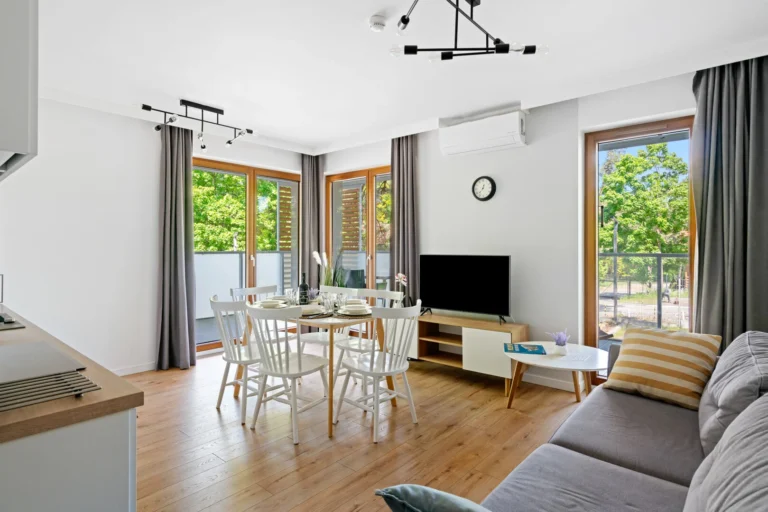 Apartamenty trzypokojowy z narożnym balkonem | 55 m² | Klimatyzacja, Zmywarka, Pralka |150 m od plaży | Nautikka Park D5